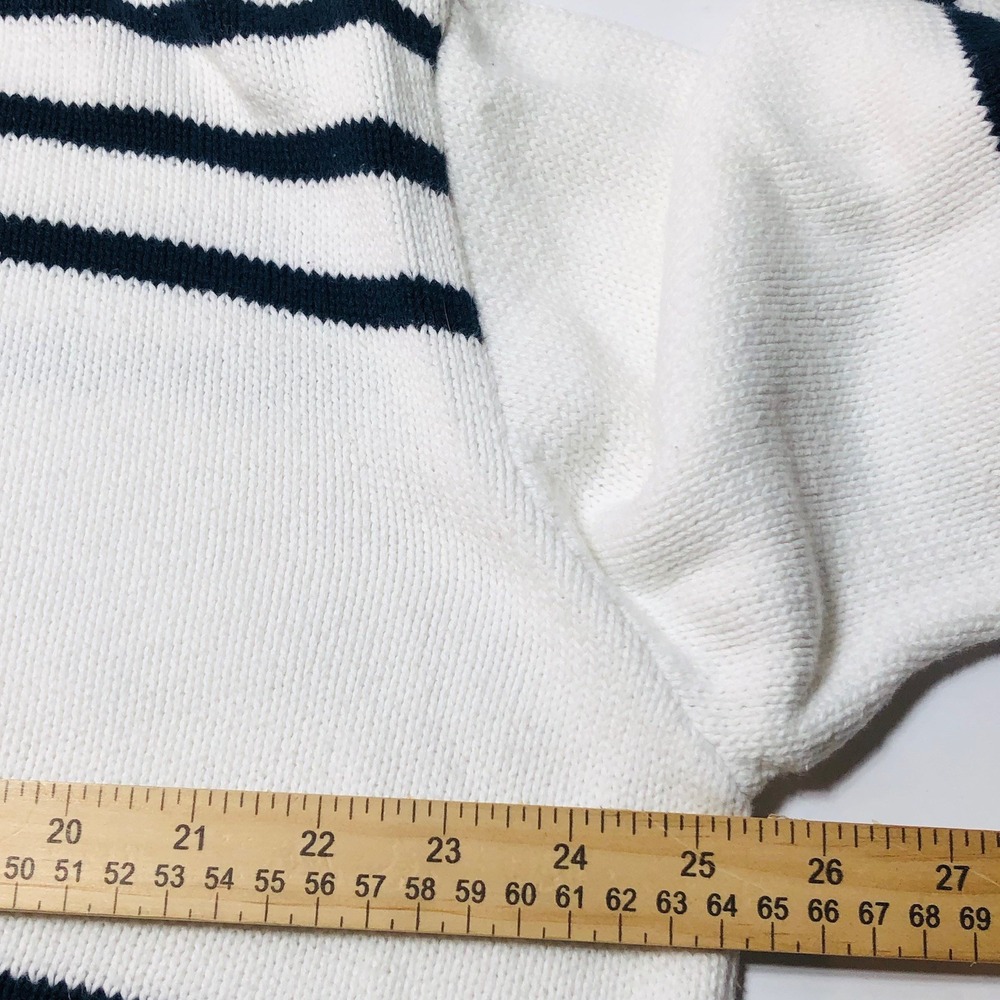 VTG Liz Claiborne XL Sweater Sport Pullover Y2K Nautical Star White Blue Knit - Picture 8 of 9